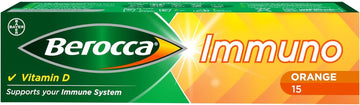 Berocca Immuno Effervescent Tablets, 11 Vitamins and Minerals, Including Vitamins D, C, A, B9, Zinc and Iron ,15 Tablets (Pack of 1))Packing May Vary)