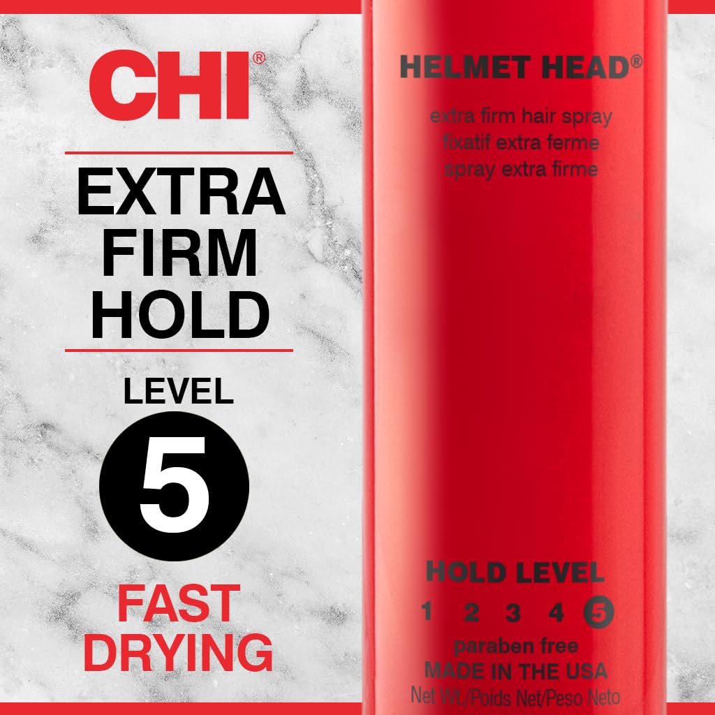 Chi Helmet Head Extra Firm Hairspray, Protects Against Humidity & Creates Voluminous Hairstyles, Sulfate & Paraben-Free, 10 Oz : Chi Helmet Head Hairspray : Beauty & Personal Care