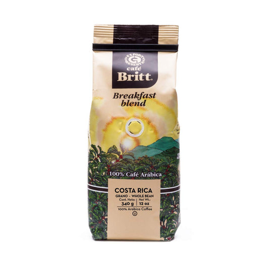 Café Britt® - Costa Rican Breakfast Blend Coffee (12 Oz.) (3-Pack) - Whole Bean, Arabica Coffee, Kosher, Gluten Free, 100% Gourmet & Medium Dark Roast