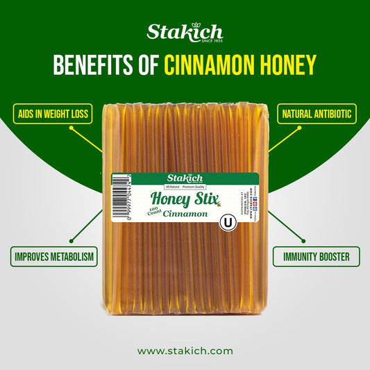 Stakich Cinnamon Honey Stix (100 Stix) : Grocery & Gourmet Food