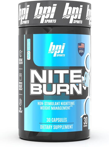 BPI Sports Nite burn ? Nighttime Fat Burner & Sleep Support ? Keto-Friendly ? Weight Loss, Burn Fat, Relaxation, Boost Metabolism ? 30 servings ? 640mg, Capsule