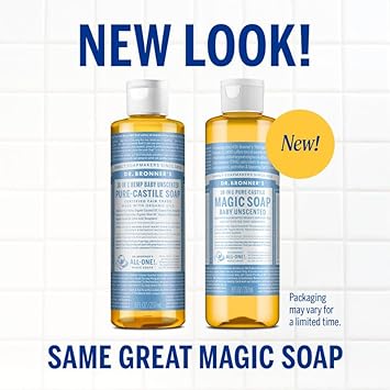 Dr. Bronner'S Pure-Castile Magic Liquid Soap (Baby Unscented, 8 Ounce)- Made With Regenerative Organic Certified Oils, For Face, Body Wash, Baby Soap, Sensitive Skin, No Added Fragrance, Vegan