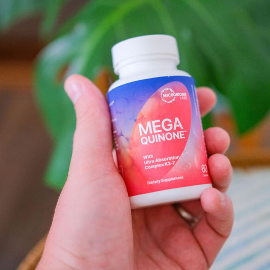 Microbiome Labs Megaquinone - Vitamin K2 For Bone, Nerve, & Heart Health - Contains Magnesium Glycinate + Zinc Bisglycinate For Improved Absorption (60 Capsules)