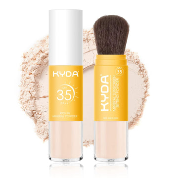 Kyda 2 Pcs Mineral Sunscreen Powder For Face & Scalp, Mineral Scalp Sunscreen Spf 35, Lasting Oil Control Matte Loose Setting Powder, Lightweight Breathable For All Skin Type, Translucent