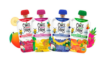 Once Upon A Farm | Immunity Blend | Apple, Cherry & Elderberry, Mango, Banana & Spirulina, Pineapple, Banana & Dragon Fruit, Pineapple, Banana & Dragon Fruit | No Added Sugar | Variety Pack Of 24