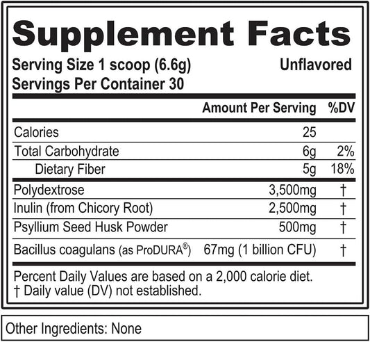 Evlution Nutrition FiberMode Fiber Plus Probiotic - 5 Grams of Fiber, Digestive Health, 1 Billion CFU Probiotics, Immune Support, 30 Servings, Unflavored