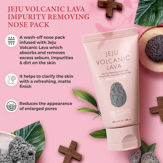 The Face Shop Jeju Volcanic Lava Impurity Removing Nose Pack | Wash-Off Nose Pack For Excess Sebum, Impurities & Dirt Removal | Skin Clarifying With Pores Shrinking & Refreshing Sensation, 1.76 Fl Oz