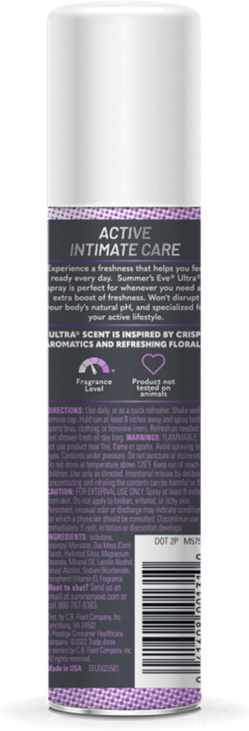 Summer's Eve Ultra Daily Active Feminine Spray, 2 oz : Health & Household