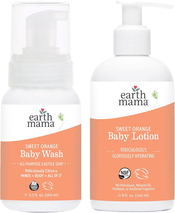 Earth Mama Bathtime Bundle | Sweet Orange Castile Baby Wash & Moisturizing Calendula Lotion