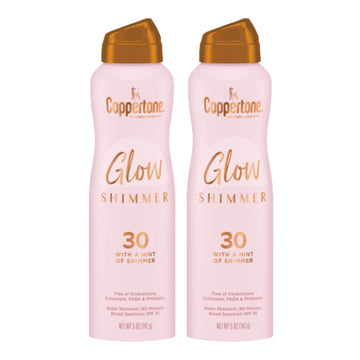 Coppertone Glow With Shimmer Spray Sunscreen, Broad Spectrum Spf 30 Sunscreen, 5 Oz, Pack Of 2