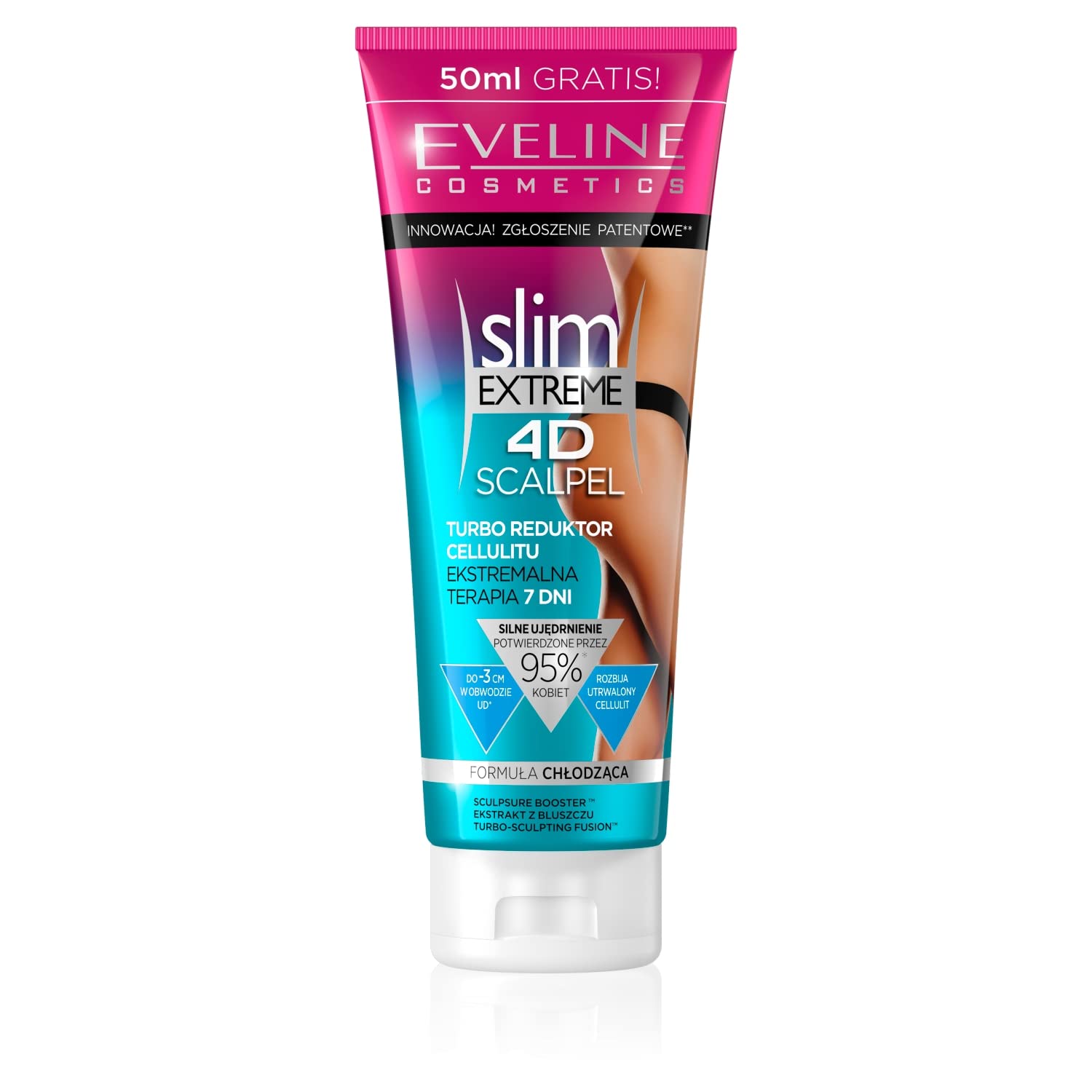 Eveline Cosmetics, Slim Extreme 4D Scalpel Turbo Cellulite Reducer Reduces Fat Layer Extreme Therapy 7 Days Natural 250 Ml