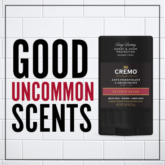 Cremo Reserve Blend Anti-Perspirant & Deodorant, Long-Lasting Sweat & Odor Protection, 2.65 Oz, 1 Oz