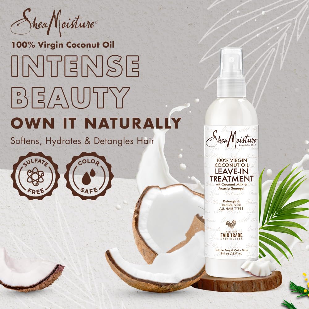 Shea Moisture 100 Percent Virgin Coconut Oil Leave-In Treatment, 8 Ounce : Beauty & Personal Care