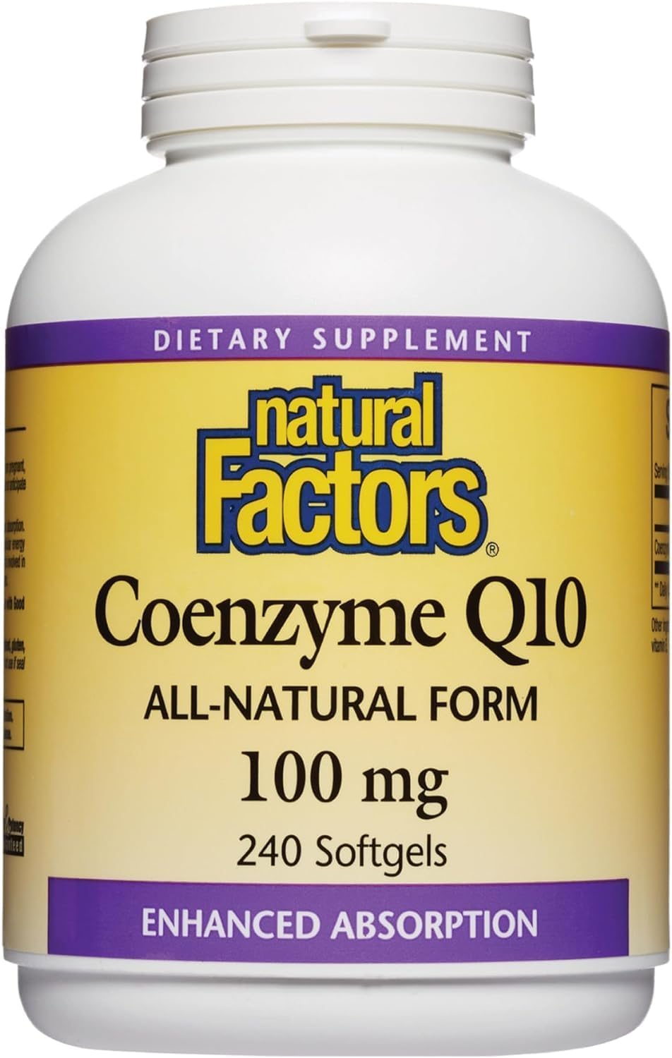 Natural Factors Coenzyme Q10 100 Mg, Natural Coenzyme Q10 Supplement For Energy, Heart And Cognitive Support, 240 Softgels