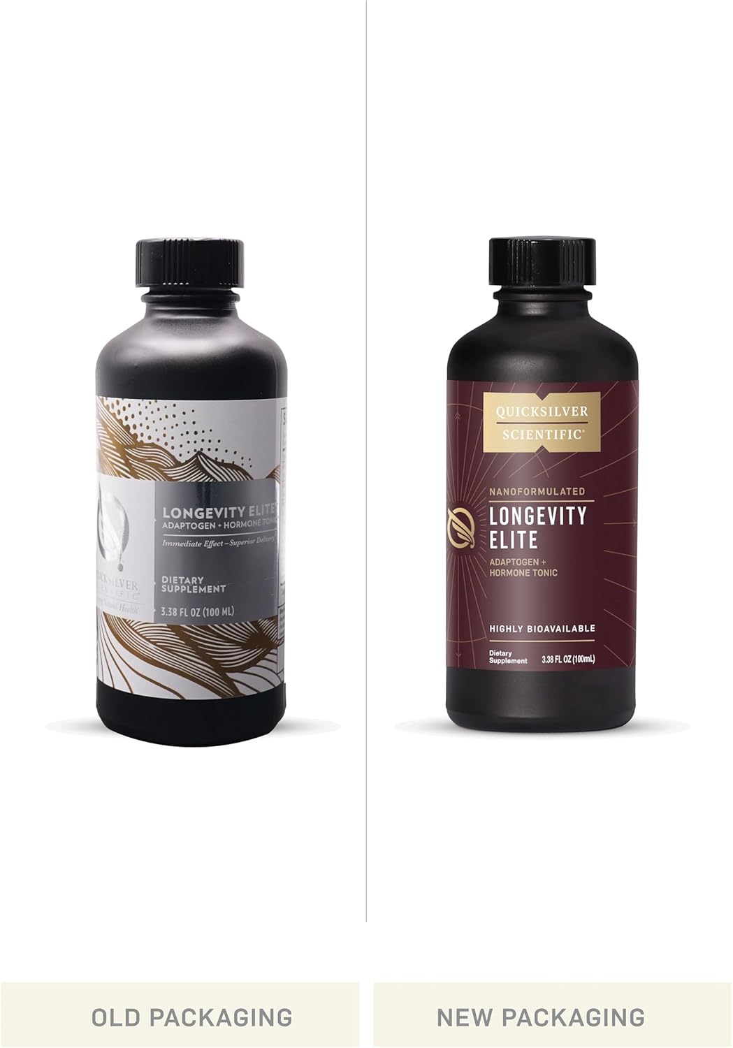 Quicksilver Scientific Longevity Elite - Liposomal Adaptogen + Pregnenolone Tonic - Herbal Supplements Designed for Age Optimization Support While Targeting AMPK, Sirtuins + Telomeres (100ml) : Health & Household