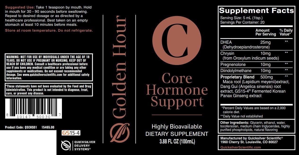 Quicksilver Scientific Core Hormone Support 3.88 fl oz (100ml) : Health & Household