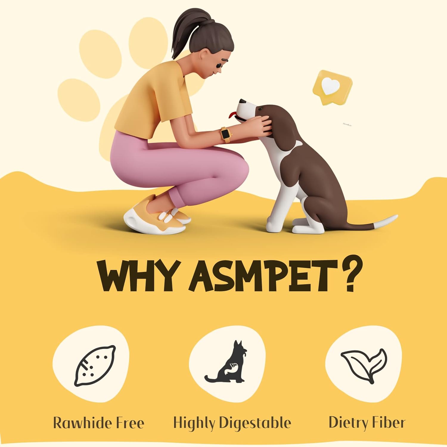ASMPET Sweet Potato Dog Treats, Healthy Natural Low Fat Grain Free Treats, Gluten Free Vegetarian Snack Gift for Small Medium & Large Dogs, Vegan Dog Chews 10.6oz : Pet Supplies