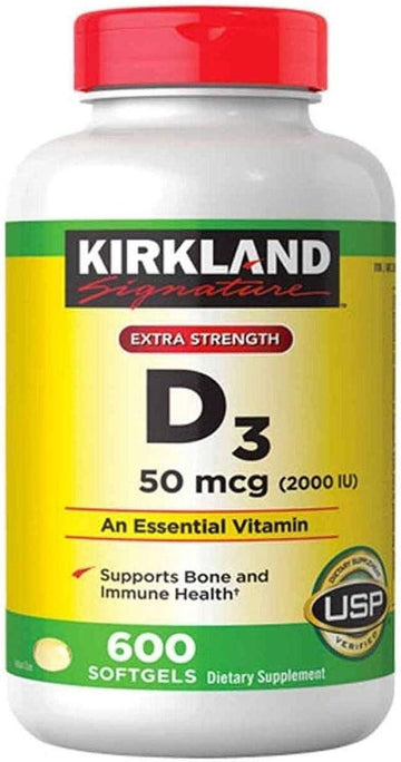 Kirkland Signature Maximum Strength Vitamin D3 2000 I.U. 600 Softgels, Bottle Personal Healthcare / Health Care