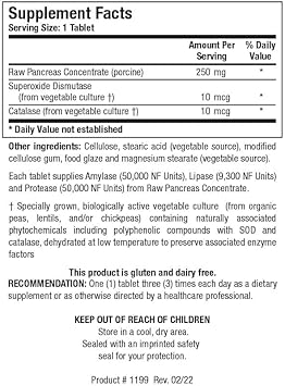 Biotics Research Bio 6 Plus Digestive Support, Supports Pancreatic Function, 50,000 Nf Units Amylase, 9,300 Nf Units Lipase, 50,000 Nf Units Protease, Pancreatic And Digestive Enzymes 90 Tabs