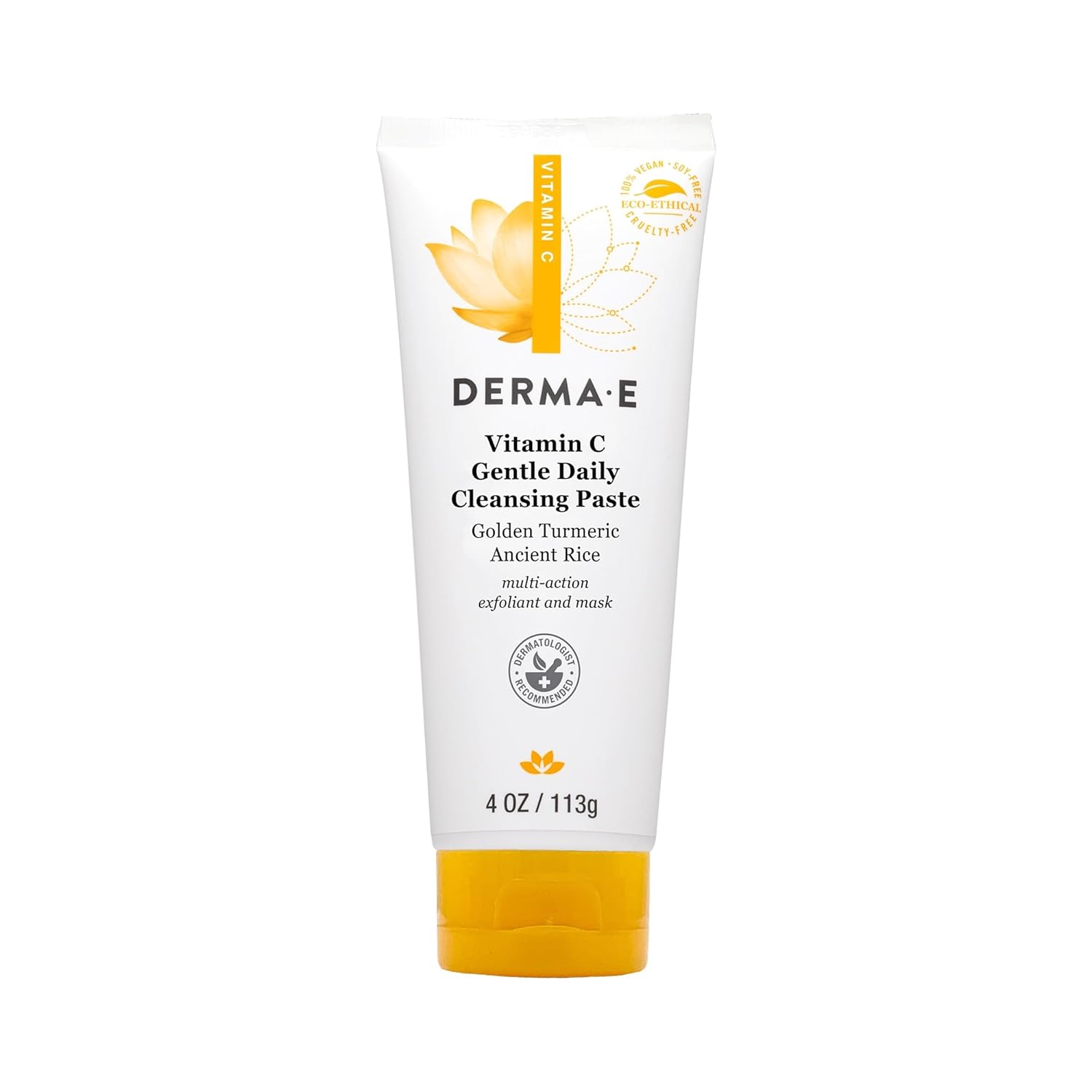Derma E Vitamin C Gentle Daily Cleansing Paste – Vitamin C Face Mask Or Cleanser With Turmeric - Facial Mask Brightens & Clarifies, 4.0 Oz
