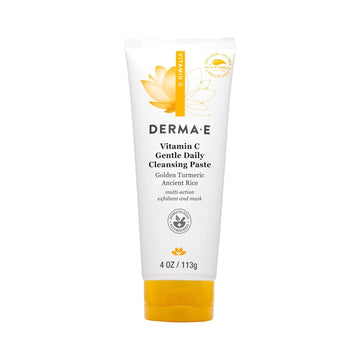 Derma E Vitamin C Gentle Daily Cleansing Paste – Vitamin C Face Mask Or Cleanser With Turmeric - Facial Mask Brightens & Clarifies, 4.0 Oz