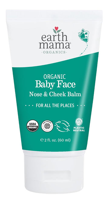 Earth Mama Organic Baby Face Nose & Cheek Balm | Moisturizer With Calendula Oil For Dry Skin Care, Natural Petroleum Jelly Alternative (2-Fluid Ounce)