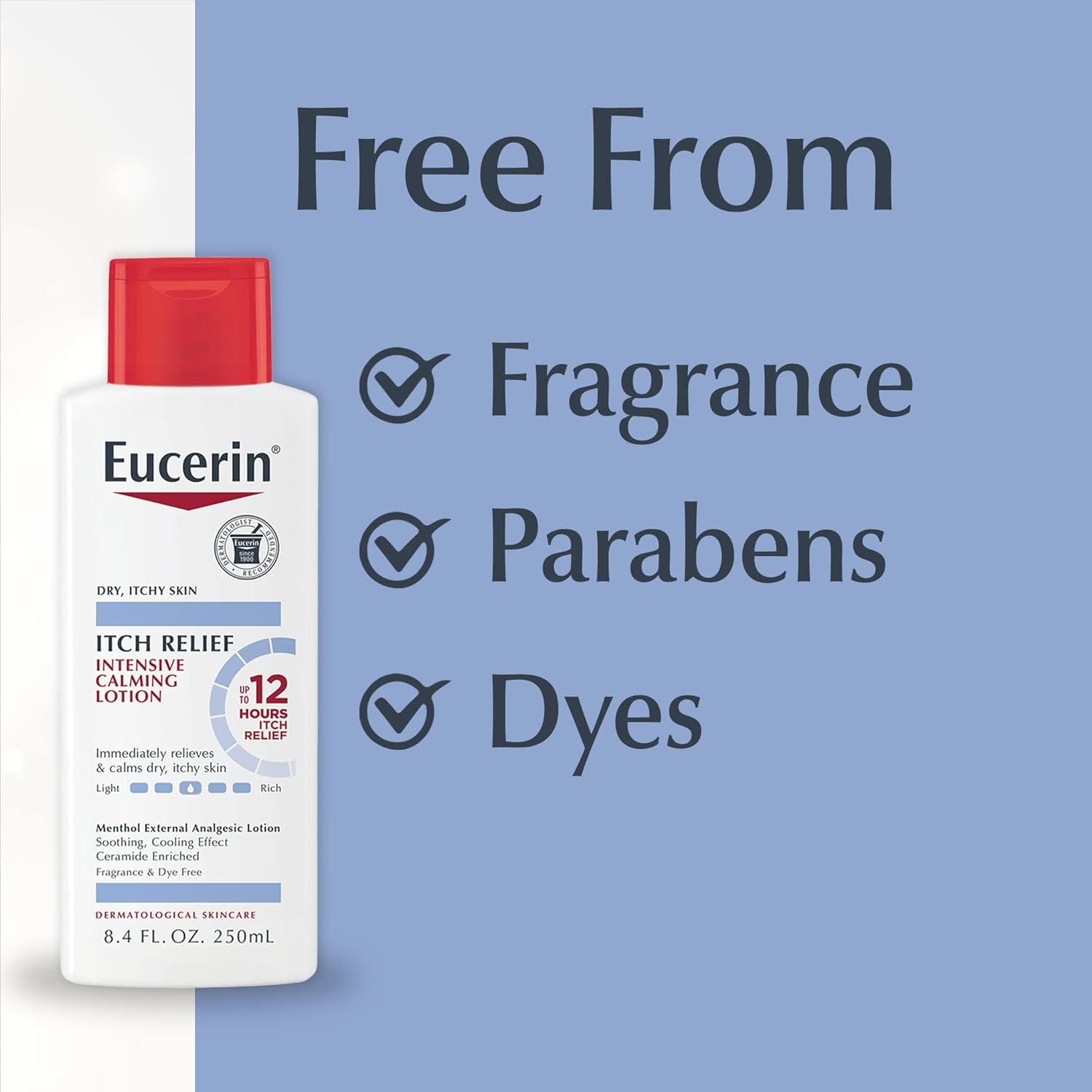 Eucerin Itch Relief Intensive Calming Lotion, Itch-Relieving Lotion for Sensitive Dry Skin, 8.4 Fl Oz Bottle : Beauty & Personal Care
