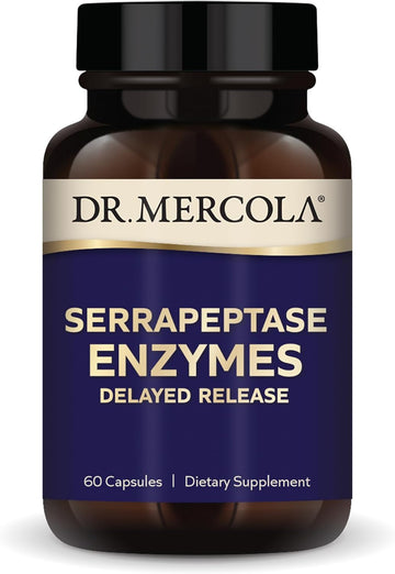 Dr. Mercola Serrapeptase Enzymes, 30 Servings (60 Capsules), Delayed Release, Dietary Supplement, Supports Healthy Cellular Function, Non-Gmo