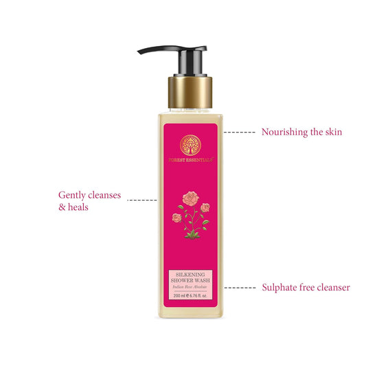 Forest Essentials Silkening Shower Wash - Indian Rose Absolute - 200Ml