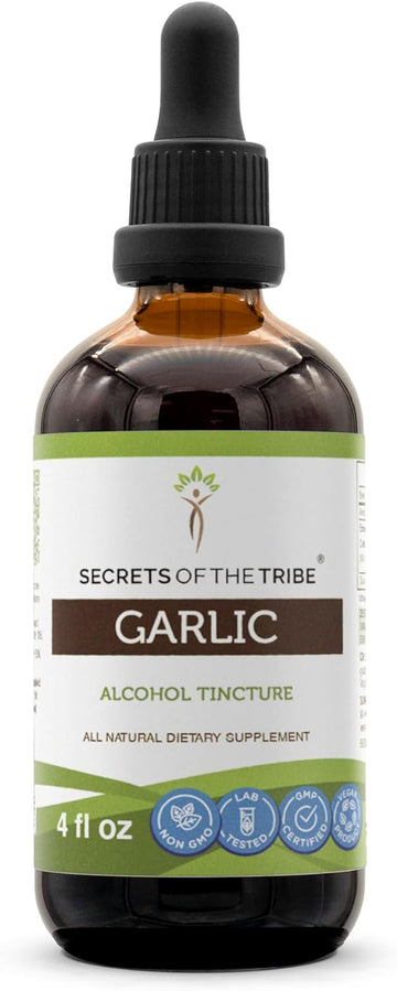 Secrets Of The Tribe Garlic Tincture Alcohol Liquid Extract, Garlic (Allium Sativum) Dried Bulb 4 Fl Oz