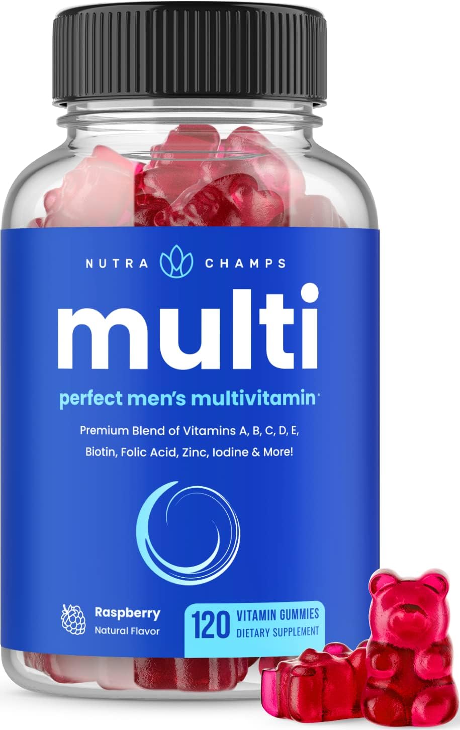 NutraChamps Men's Multivitamin Gummies | Vitamins A, B, C, D, E, Biotin, Folic Acid | Daily Multivitamin for Men | Chewable Men's Gummy Multivitamins | Bone, Brain, Heart, Immune & Energy Supplement