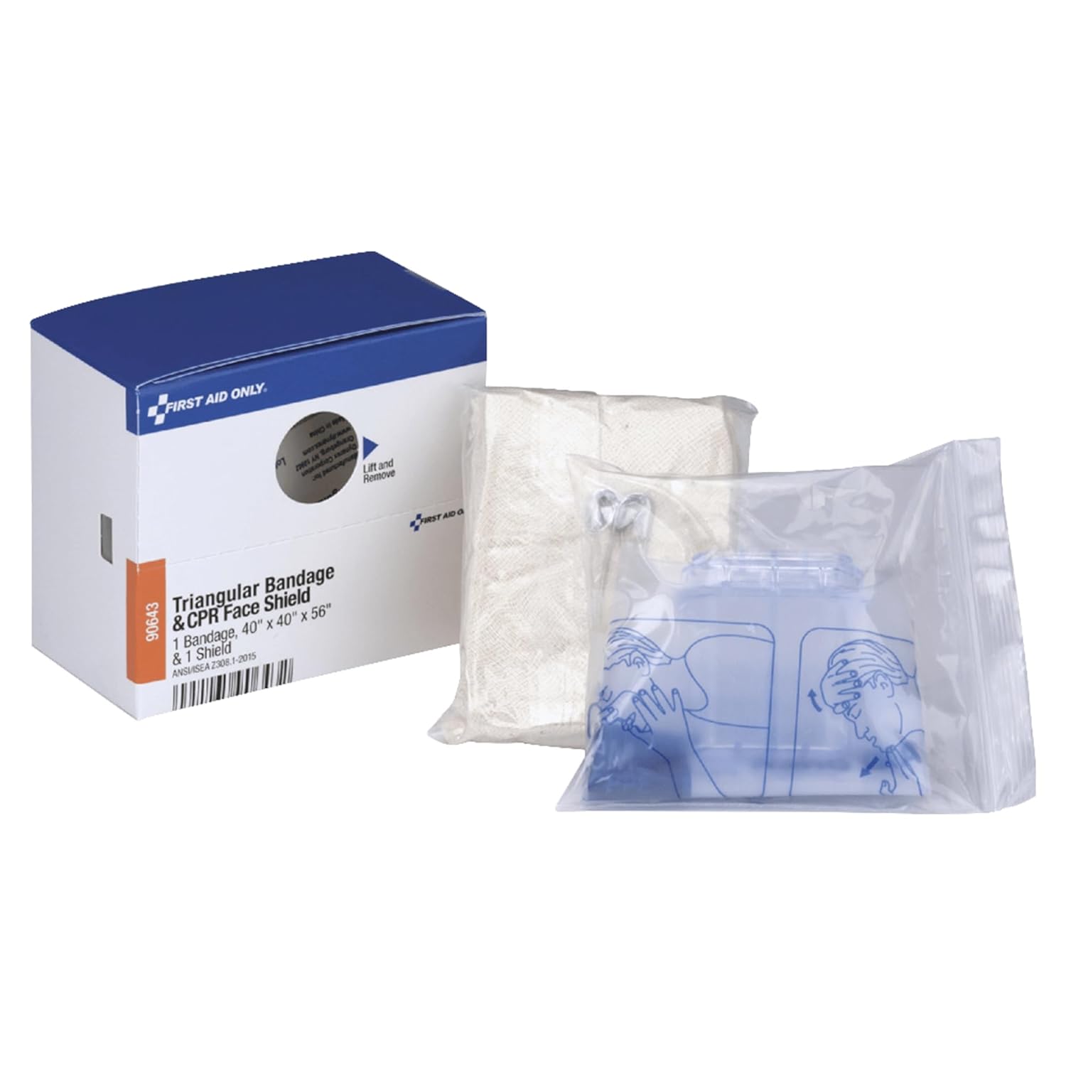 First Aid Only 90643 Smartcompliance Refill Cpr Mask And Muslin Triangular Bandage Per/Box