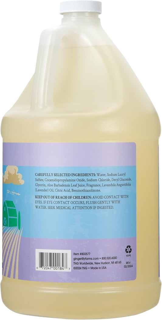 Ginger Lily Farms Botanicals Plant-Based Liquid Dish Soap, Concentrated Formula with Max Grease Cleaning Power, Cruelty-Free, Lavender Chamomile Scent, 1 Gallon Refill (128 Fl. Oz.)