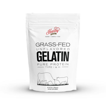 Hearthy Foods Beef Gelatin Powder Unflavored Gelatin Powder For Women And Men | Keto And Paleo Friendly Pure Protein Type 1 & 3, Grass-Fed Halal Certified, Non-Gmo, Kosher Gelatin | 16 Oz. 454G