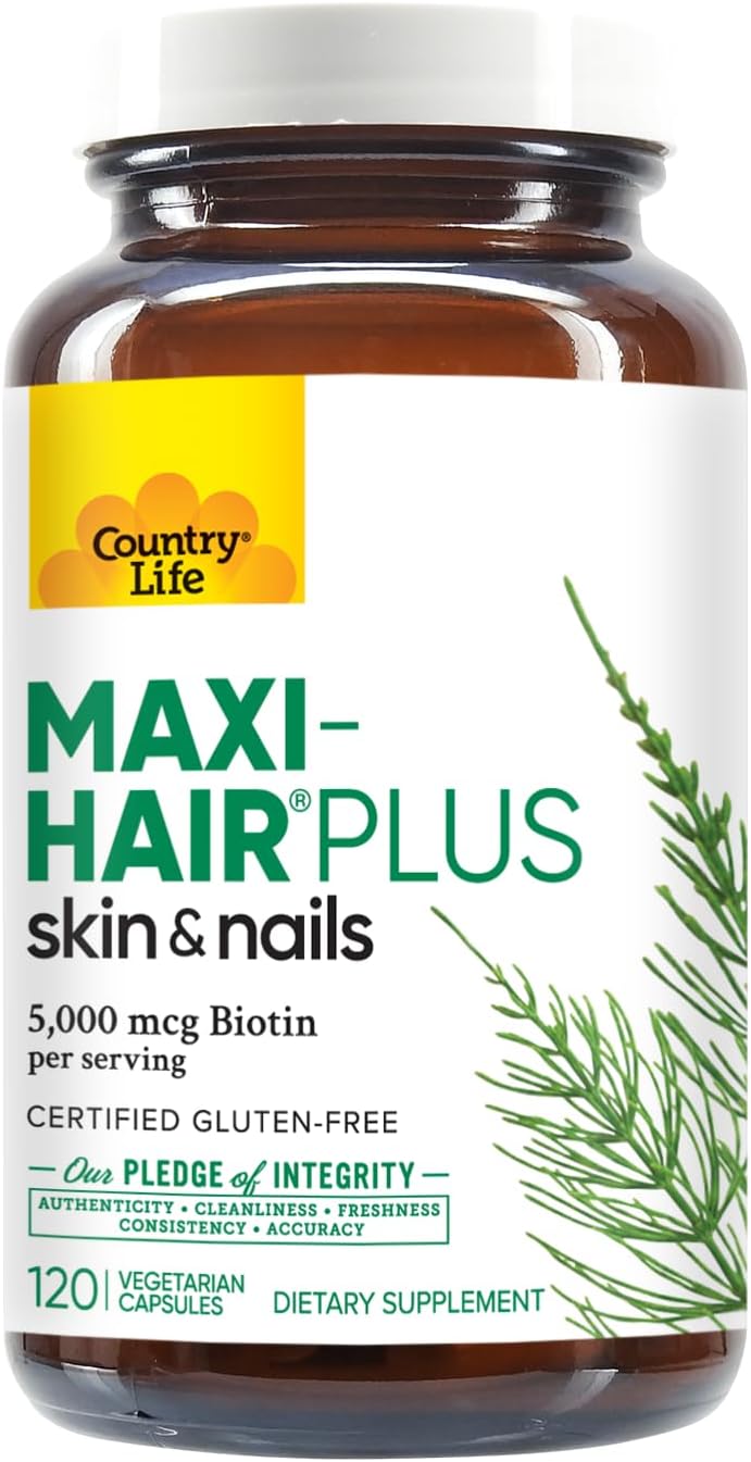 Country Life, Maxi-Hair Plus Biotin, Supports Healthy Hair, Skin And Nails, Daily Supplement, 120 Ct : Health & Household