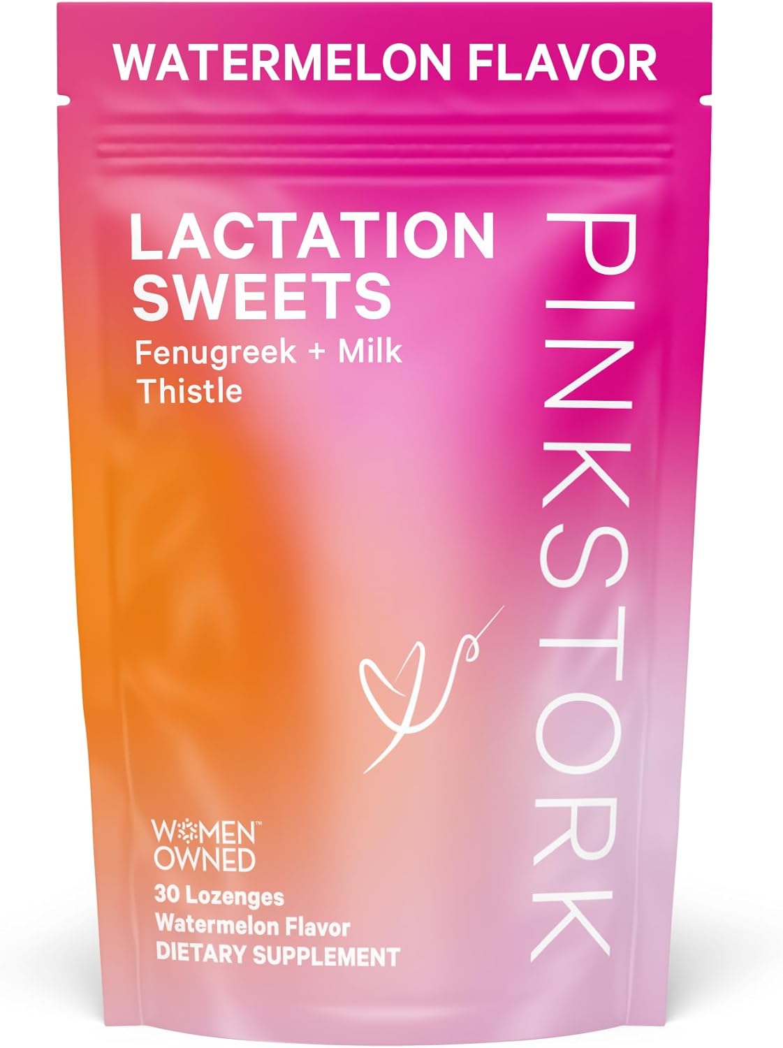 Pink Stork Lactation Sweets Supplement, Breastfeeding Snacks With Fenugreek And Milk Thistle To Support Breast Milk Supply - 30 Watermelon Candy Drops (Packaging May Vary)