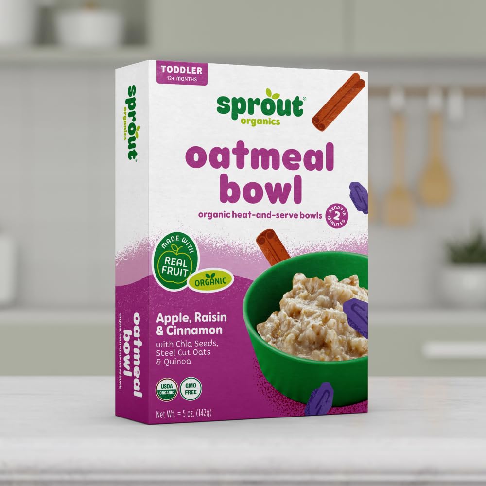 Sprout Organics, Toddler Meal, Oatmeal Raisin Breakfast Bowl, 5 Oz (8-Count)