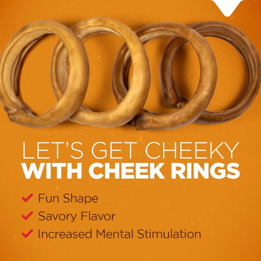 Natural Farm Cheek Bully Ring For Dogs, (5-Pack), Best Bully Stick Alternative, 100% Natural Beef Cheek, High Protein, Cleans Teeth, Long Lasting Chews For All Dog Sizes