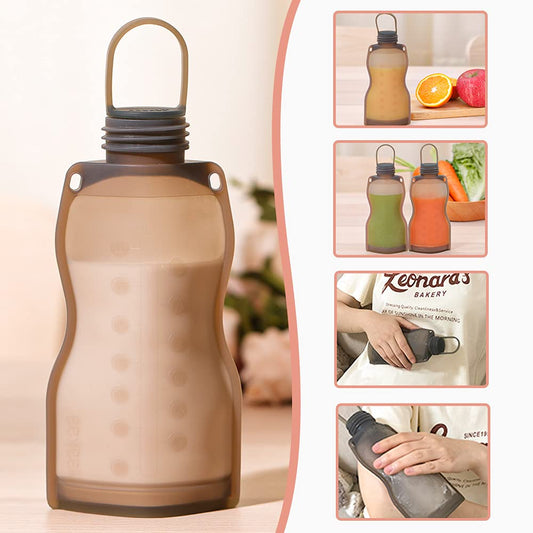 Haakaa Reusable Silicone Breastmilk Storage Bag(9oz,2pk) Bottle Cleaning Brush Set|Breastmilk Freezer Bag| Breastfeeding Milk Pouch| Breast Pump Bag|Self Standing Storing Pouches-No Leak
