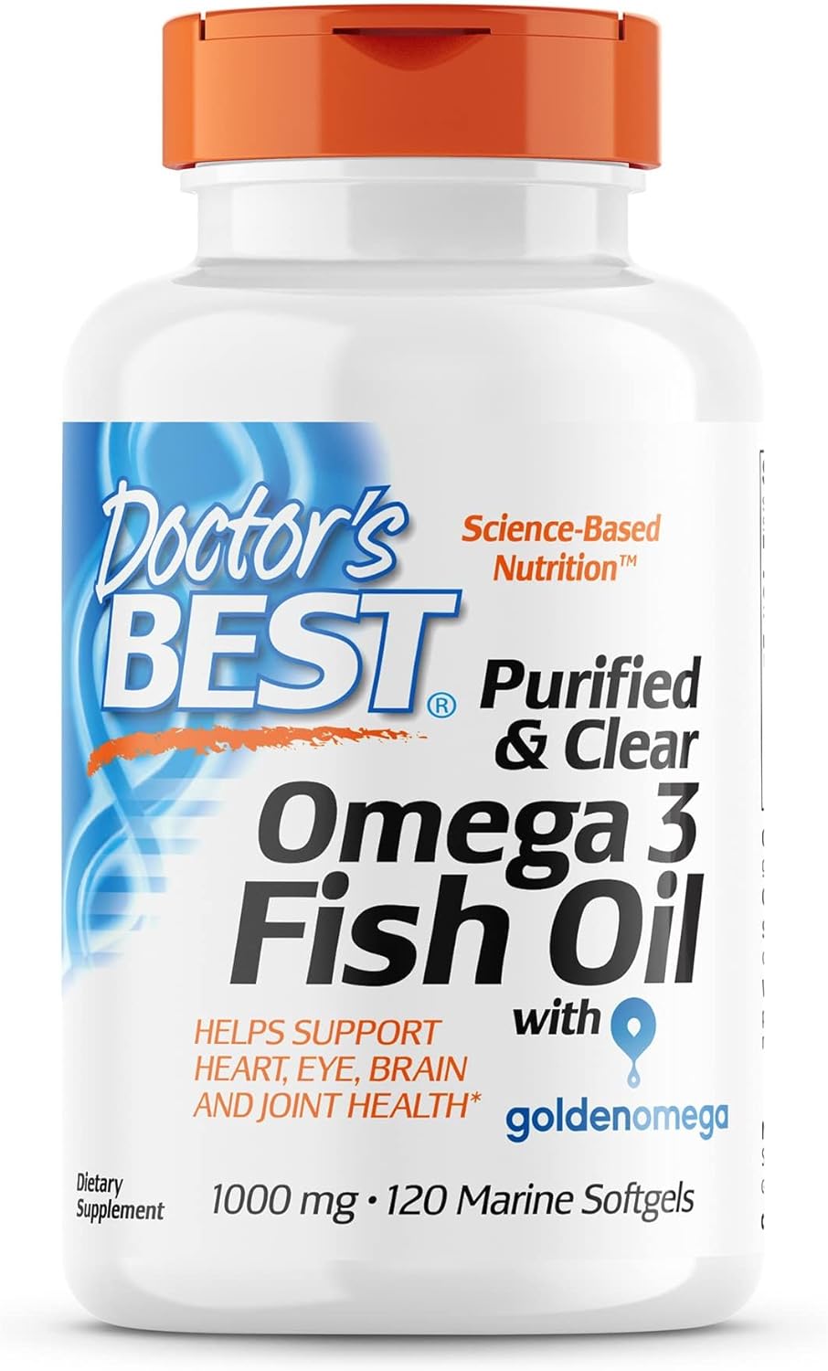 Doctor'S Best Purified & Clear Omega 3Fish Oil, No Reflux, Supports Heart, Eyes, Brain & Joint Health, 120 Count (Pack Of 1)