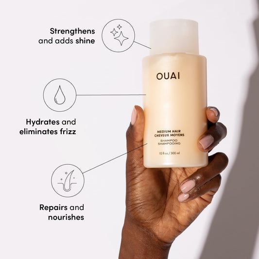 OUAI Medium Shampoo Refill - Hydrating Shampoo with Coconut Oil, Babassu, Kumquat Extract and Keratin - Strengthens, Nourishes and Adds Shine - Paraben, Phthalate and Sulfate Free Hair Care - 32 oz
