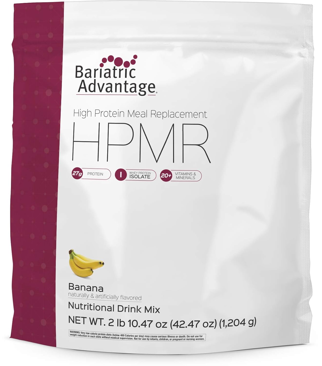 Bariatric Advantage High Protein Meal Replacement Drink Mix, Protein Powder Whey Isolate for Gastric Bypass and Sleeve Gastrectomy Patients (Banana)