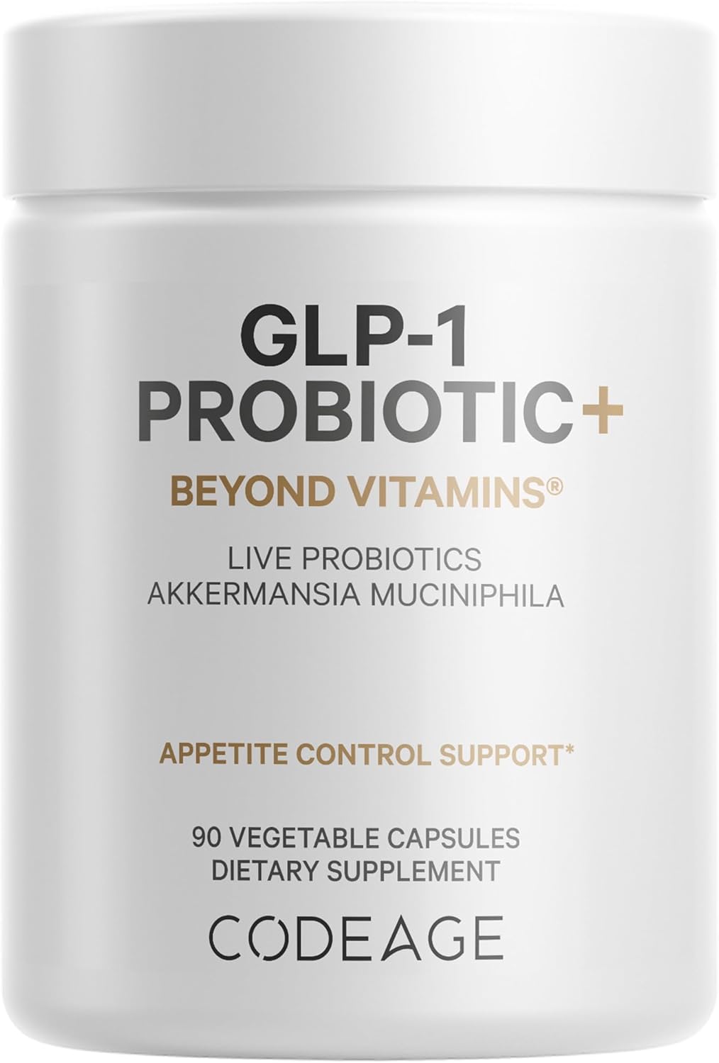 Codeage Glp-1 Probiotic+ - Live Probiotics Akkermansia, Clostridium & Bifidobacterium, Chicory Inulin, Appetite Control & Digestive Health Support Supplement, 500 Million Afu, Non-Gmo, 90 Capsules