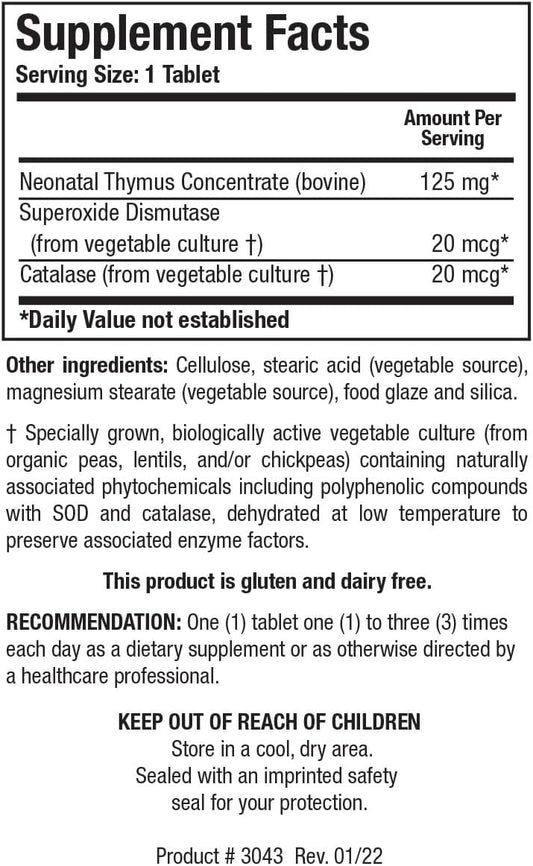 Biotics Research Cytozyme Thy Neonatal Thymus Concentrate. Supports Health Of The Thymus Gland. Healthy Immune Response And Body Pathway Processes. Supports Immune System. 180 Tabs