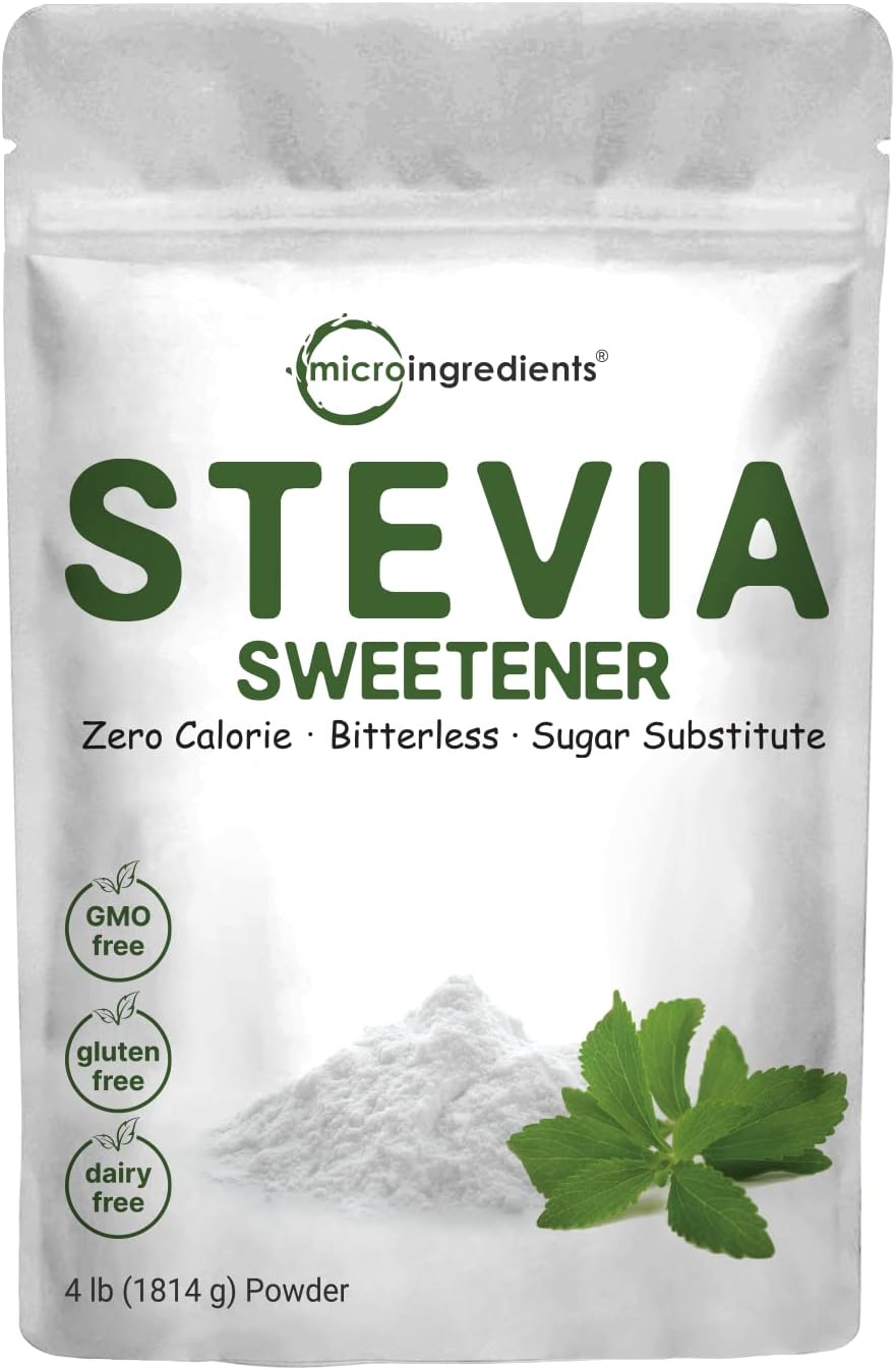 Stevia Sweetener Powder with Plant-based Erythritol, 4 Pounds (64 Ounces) | Keto, 0 Calorie, Low Carb, 4:1 Sugar Substitute, Natural Sweetener, Bitterless, Reb-A Stevia Leaf Extract, Non-GMO, Vegan