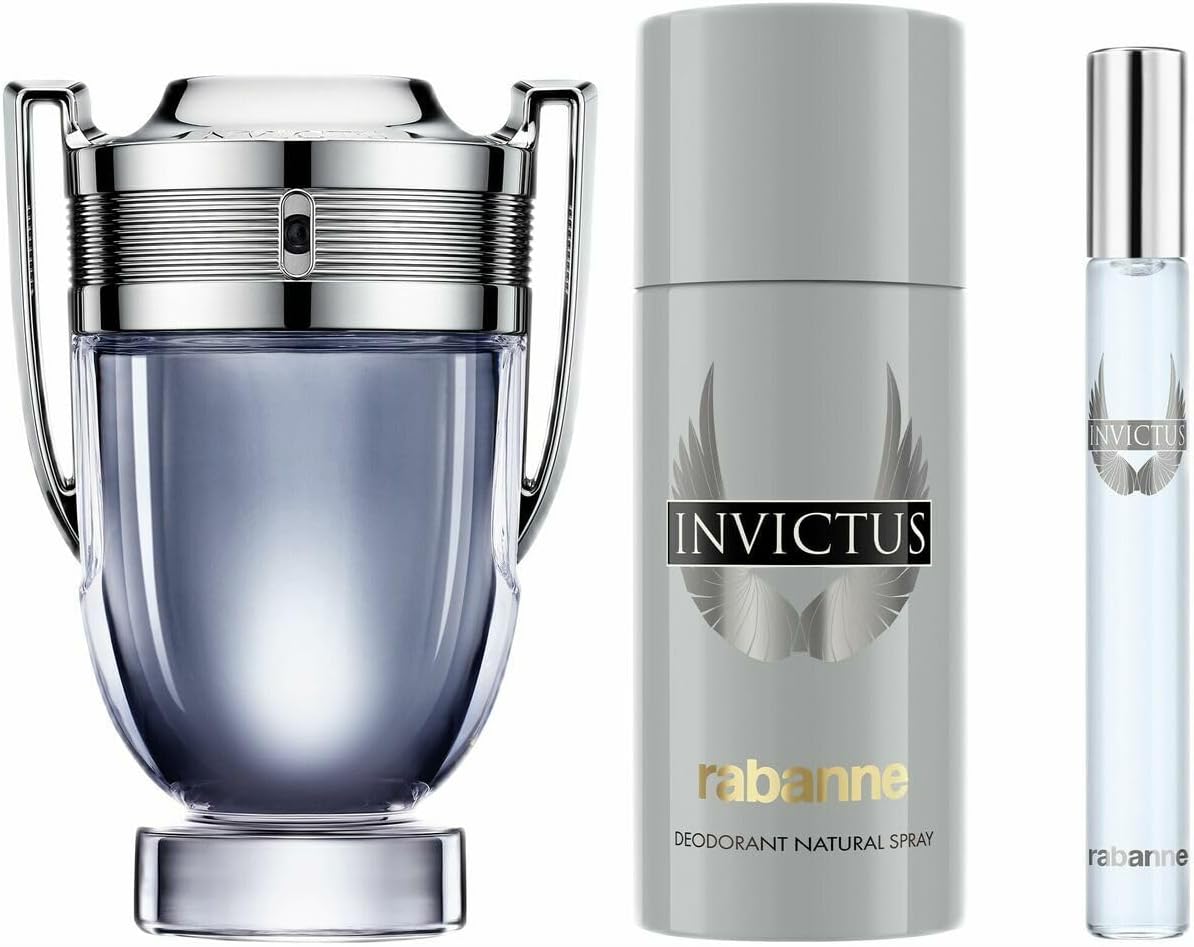 Paco Rabanne Invictus Eau De Toilette 100Ml Gift Set 2024 (Contains 100Ml Edt, 150Ml Deodorant Spray And 10Ml Travel Spray)