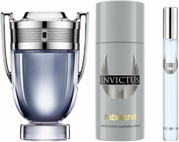 Paco Rabanne Invictus Eau De Toilette 100Ml Gift Set 2024 (Contains 100Ml Edt, 150Ml Deodorant Spray And 10Ml Travel Spray)