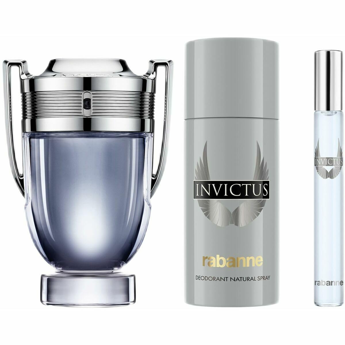 Paco Rabanne Invictus 3-Piece Gift Set For Men, (3.4 Oz Eau De Toilette Spray + 5.0 Oz Deodorant Spray + 0.33 Oz Travel Spray) : Everything Else