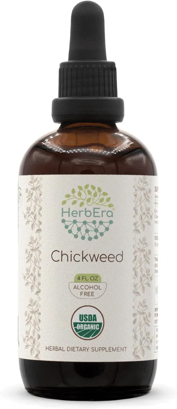 Chickweed B120 (2Pcs) Alcohol-Free Herbal Extract Tincture, Concentrated Liquid Drops Natural Usda Organic Chickweed (Stellaria Media) Dried Above-Ground Parts (2X4 Fl Oz)