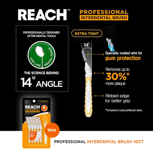 Reach Interdental Brush Extra Tight 0.7mm | Removes up to 30% More Plaque | Special Designed for Gum Protection, PFAS Free | 10 Brushes